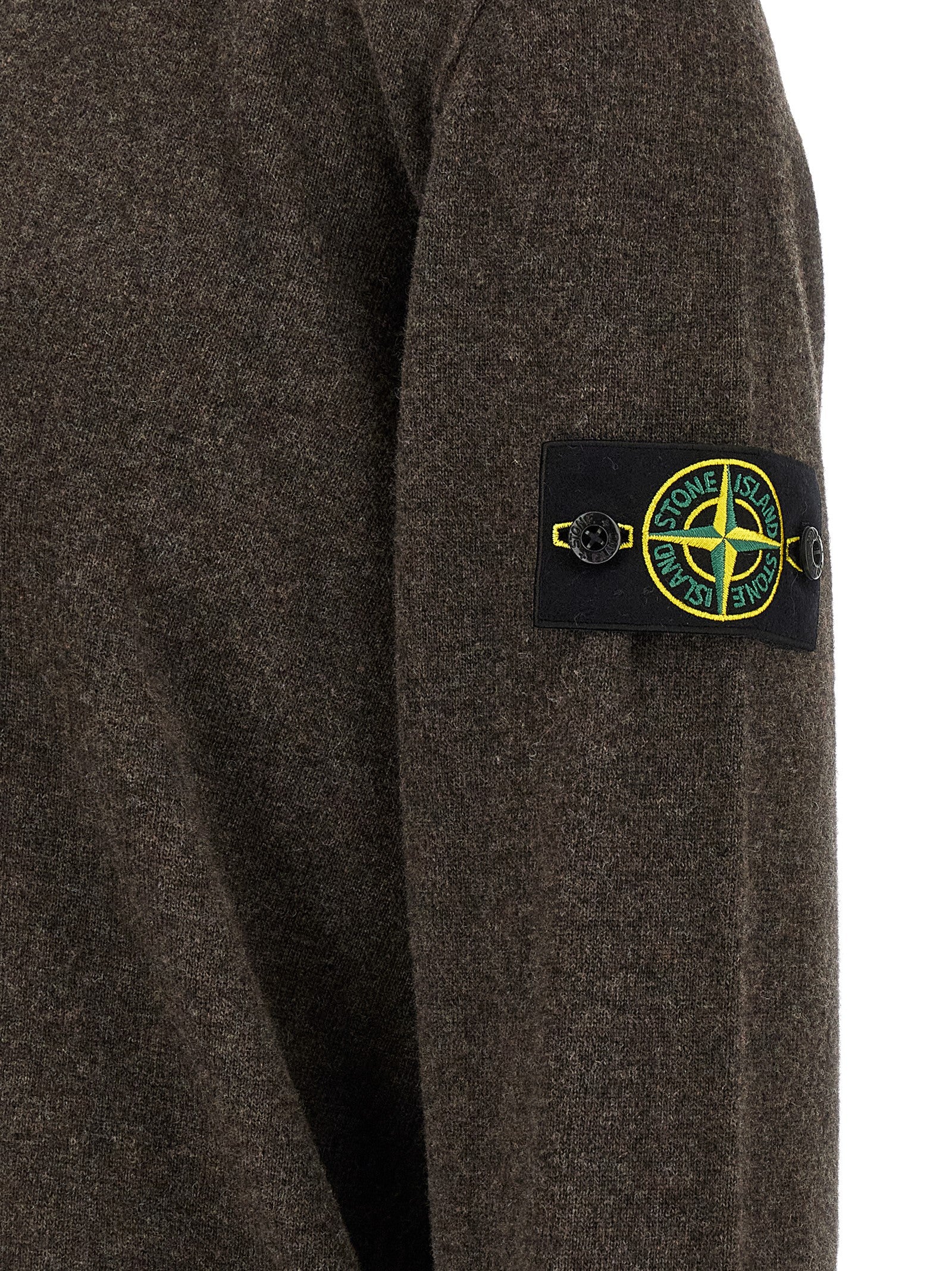 Stone Island Braunes Poloshirt aus reiner Schurwolle