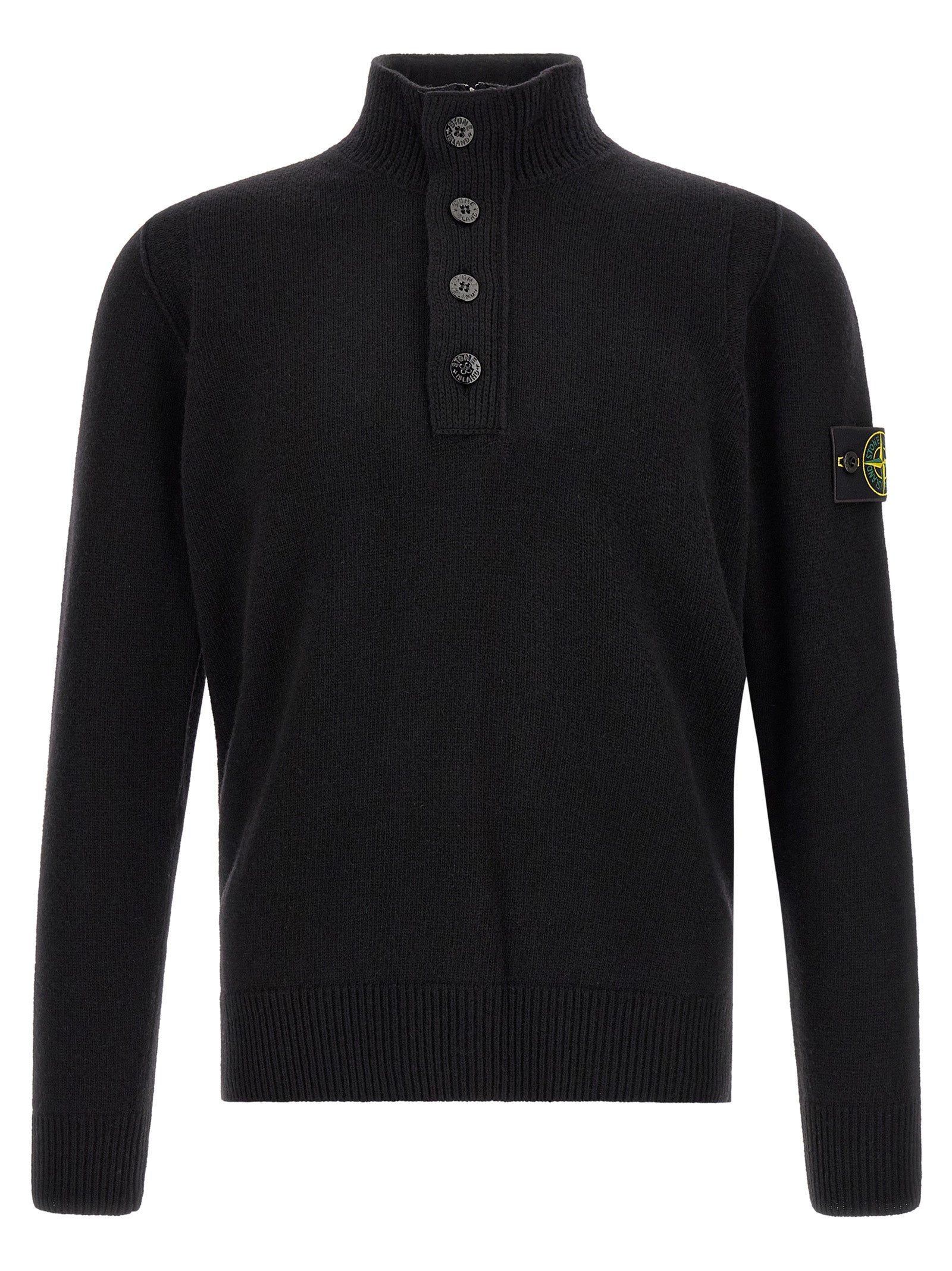 Stone Island Schwarzer Cardigan aus Schurwolle