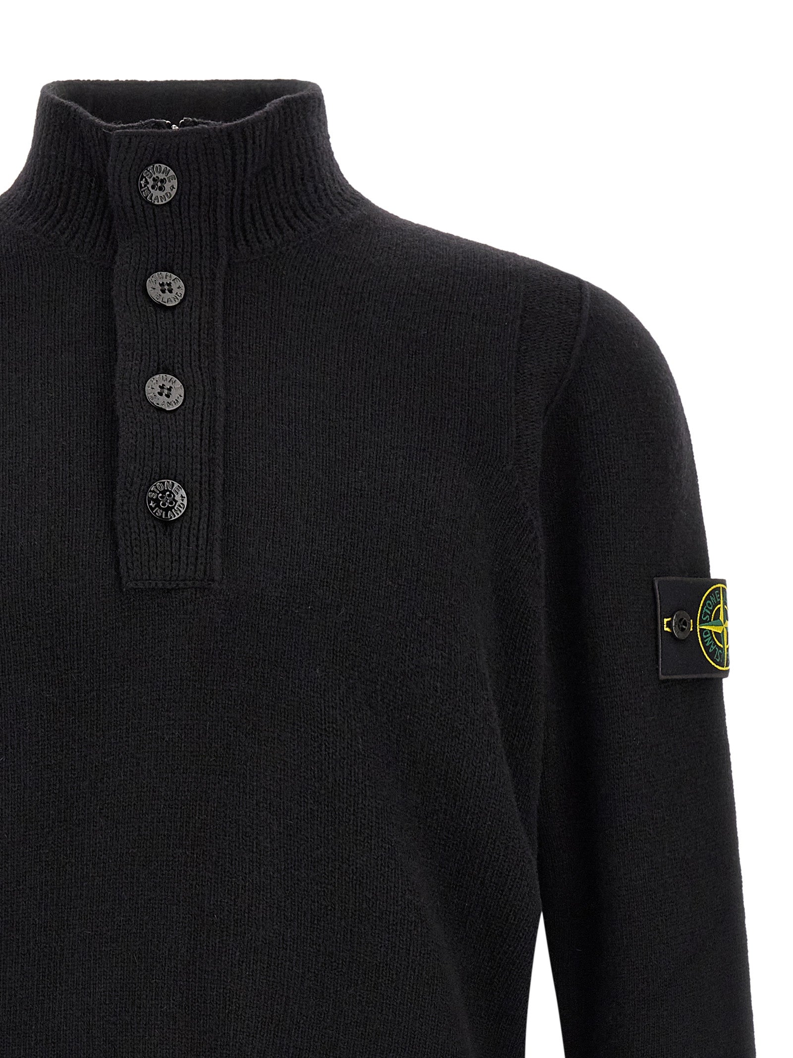 Stone Island Schwarzer Cardigan aus Schurwolle