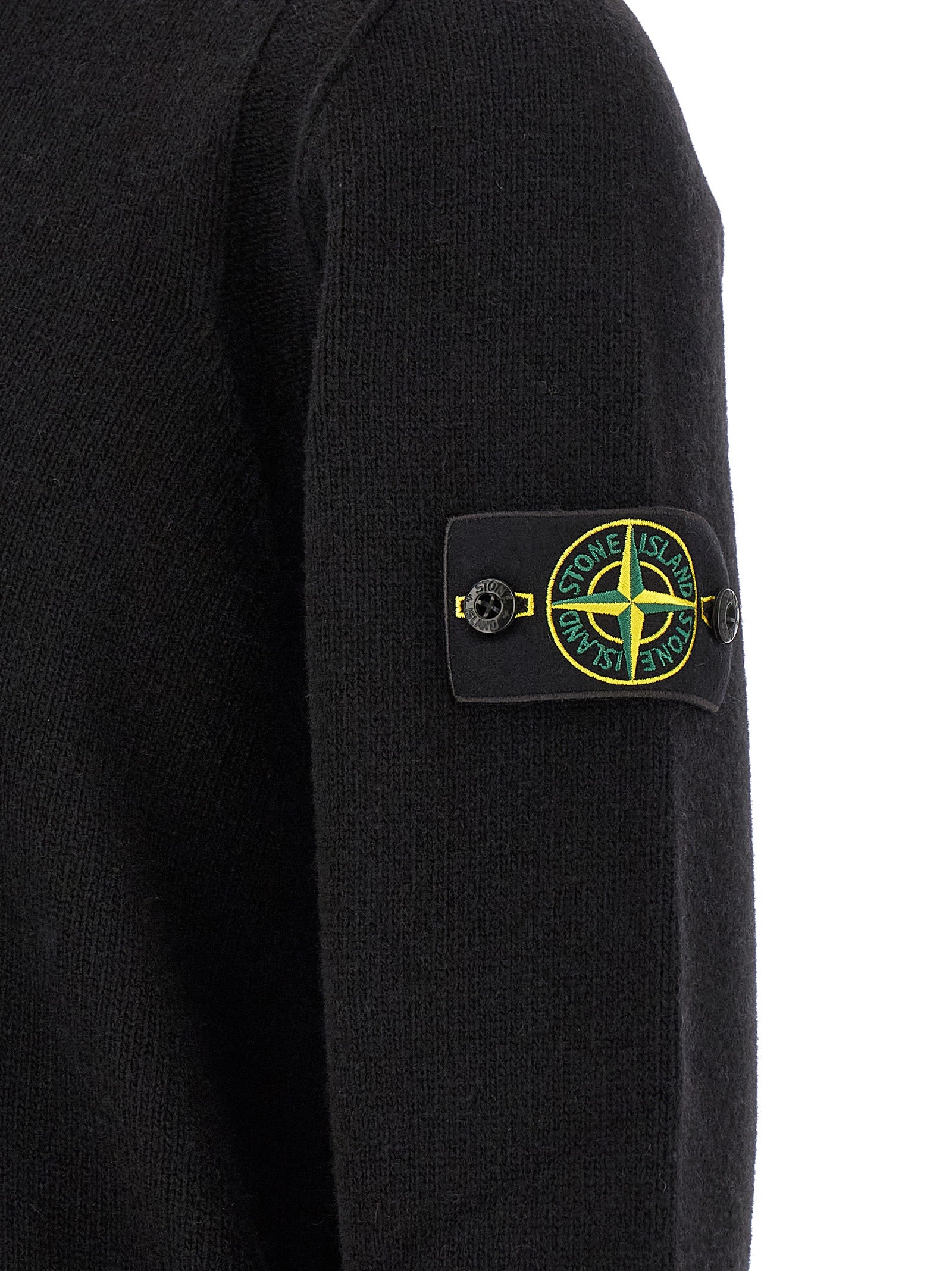Stone Island Schwarzer Cardigan aus Schurwolle