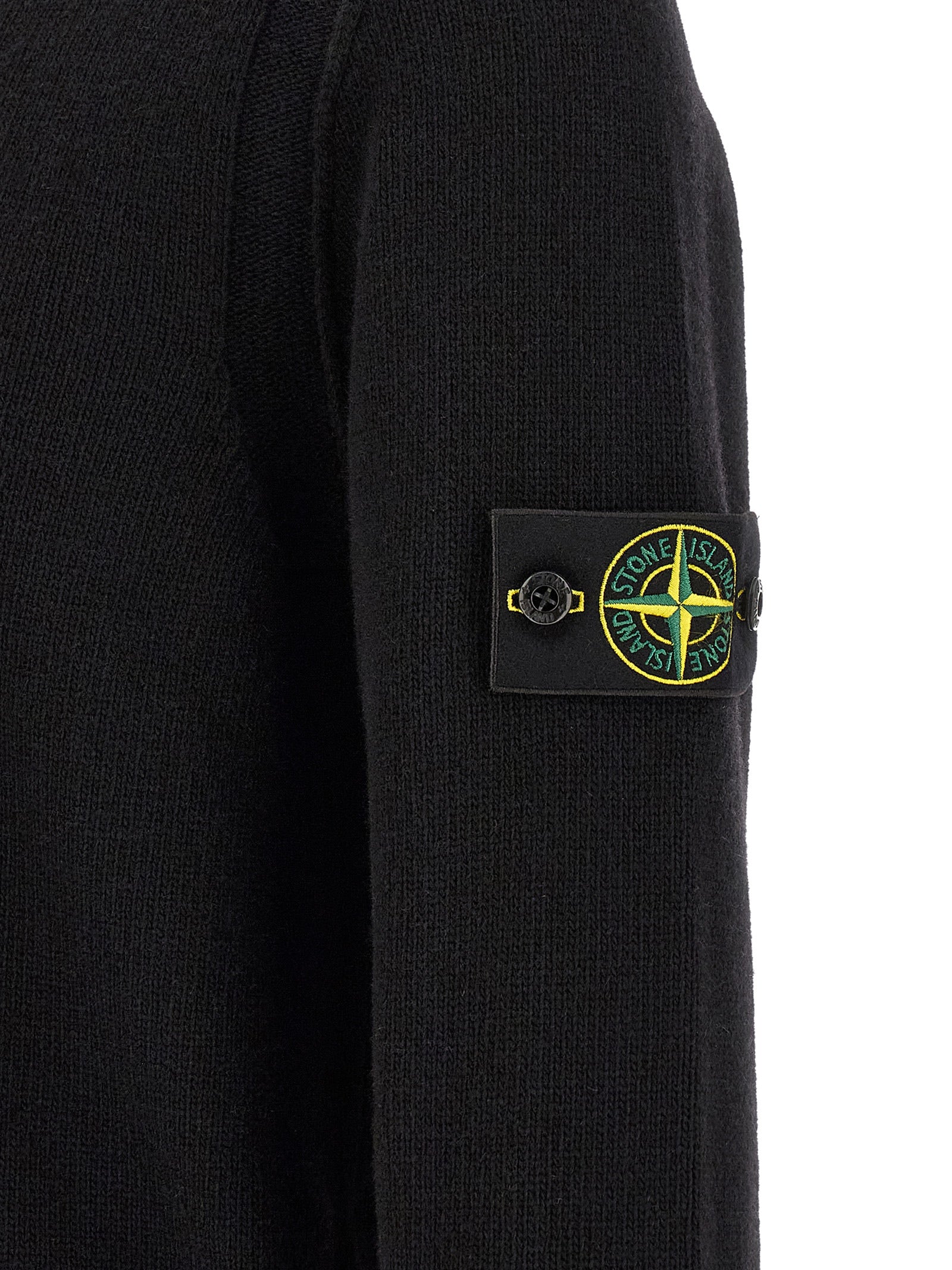 Stone Island Schwarzer Cardigan aus Schurwolle
