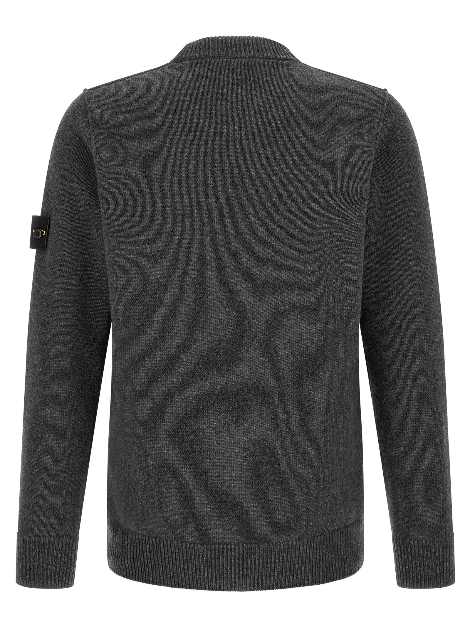 Stone Island Grauer Cardigan aus reiner Schurwolle