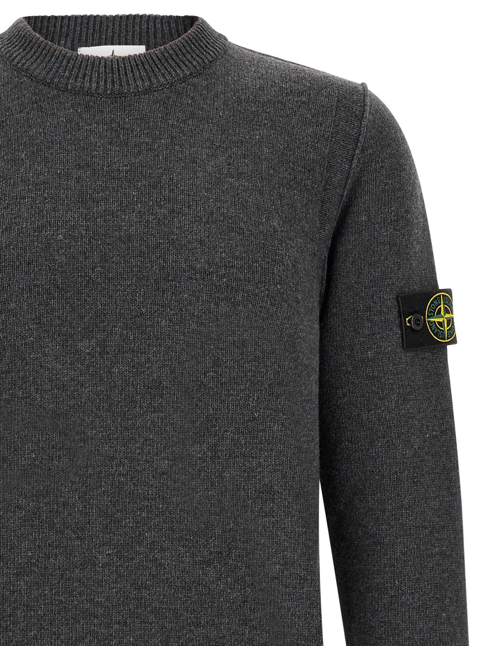 Stone Island Grauer Cardigan aus reiner Schurwolle