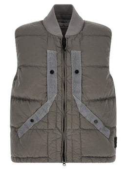 Stone Island Graue ärmellose Jacke aus Polyamid