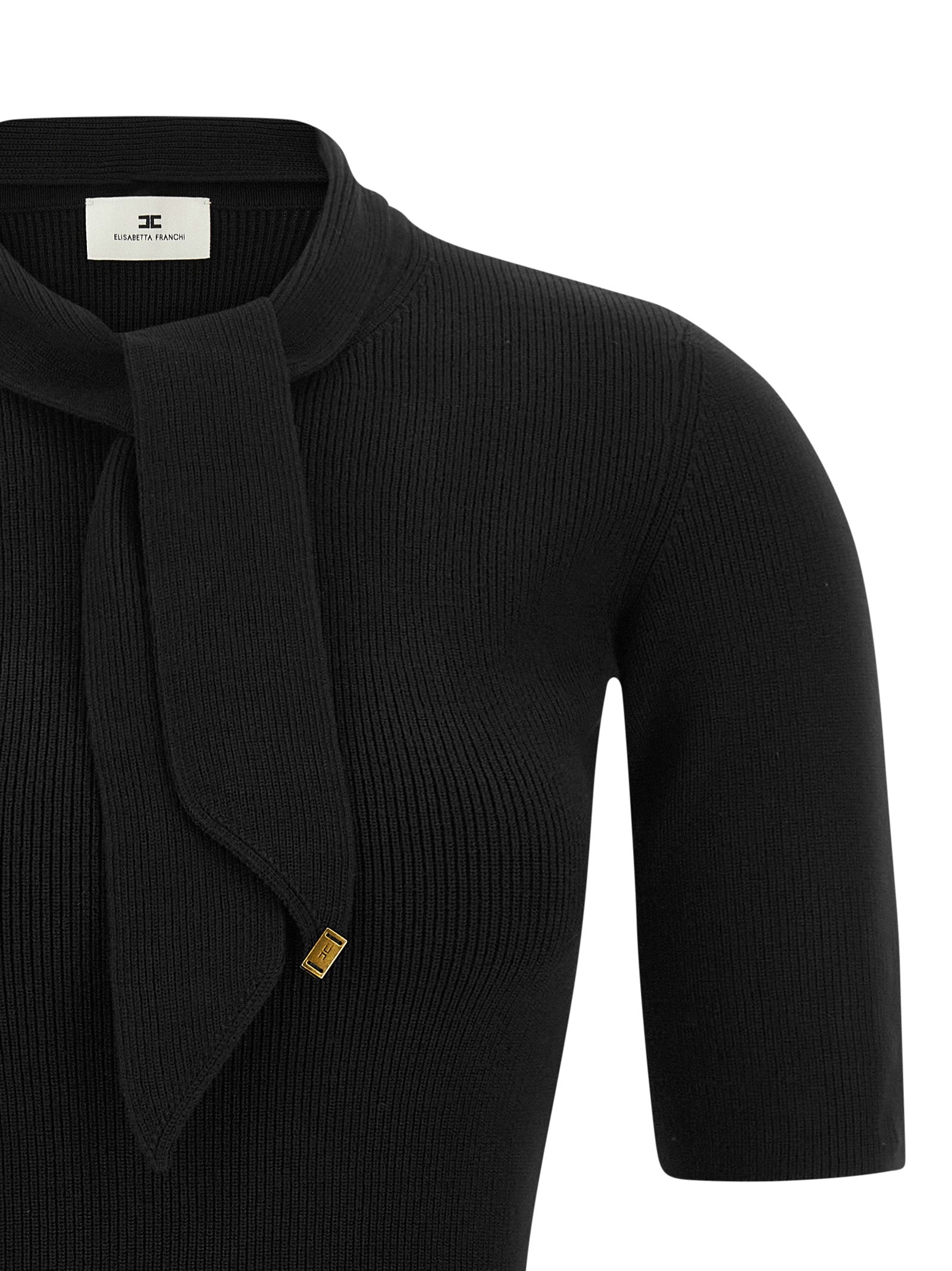 Elisabetta Franchi Schwarzes Viskose-Kurzkleid