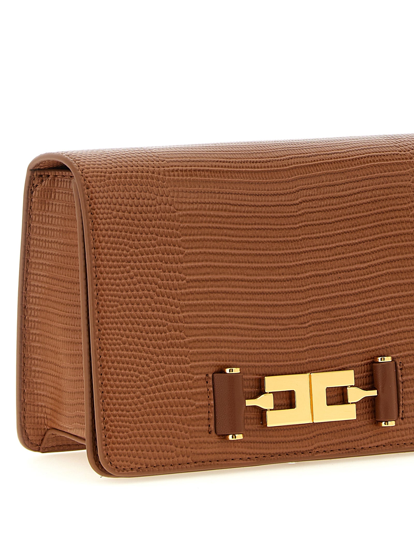 Elisabetta Franchi Braune Clutch aus Polyester