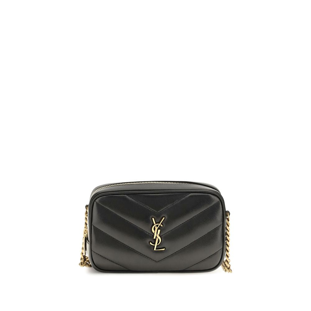 Saint Laurent Schwarze Lammleder Schultertasche Ovis Aries Aries