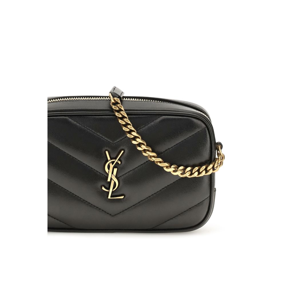 Saint Laurent Schwarze Lammleder Schultertasche Ovis Aries Aries