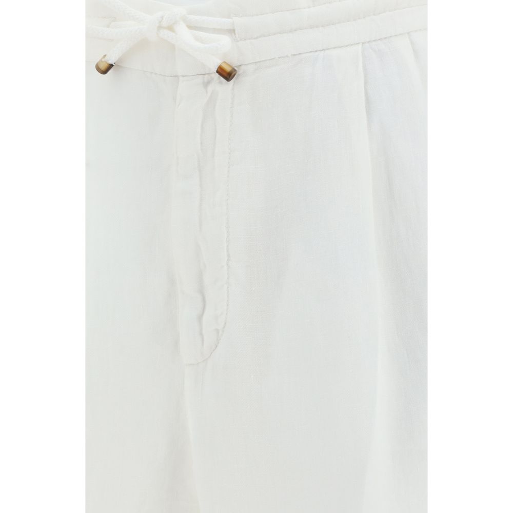 Brunello Cucinelli Weiße Leinen-Freizeithose