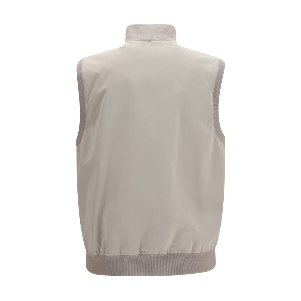 Brunello Cucinelli Graue ärmellose Polyester-Weste