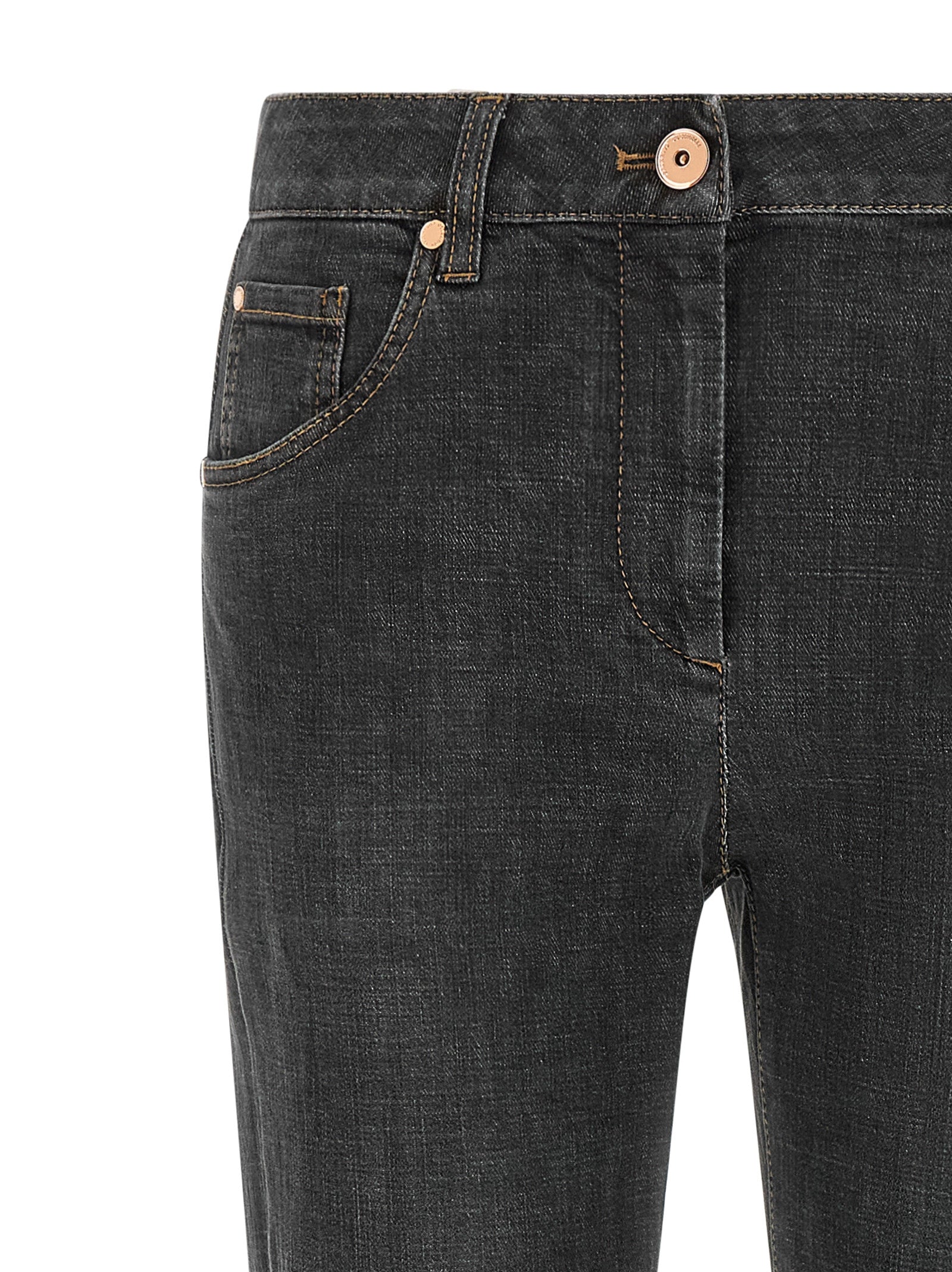 Brunello Cucinelli Graue Slim Fit Jeans aus Baumwolle