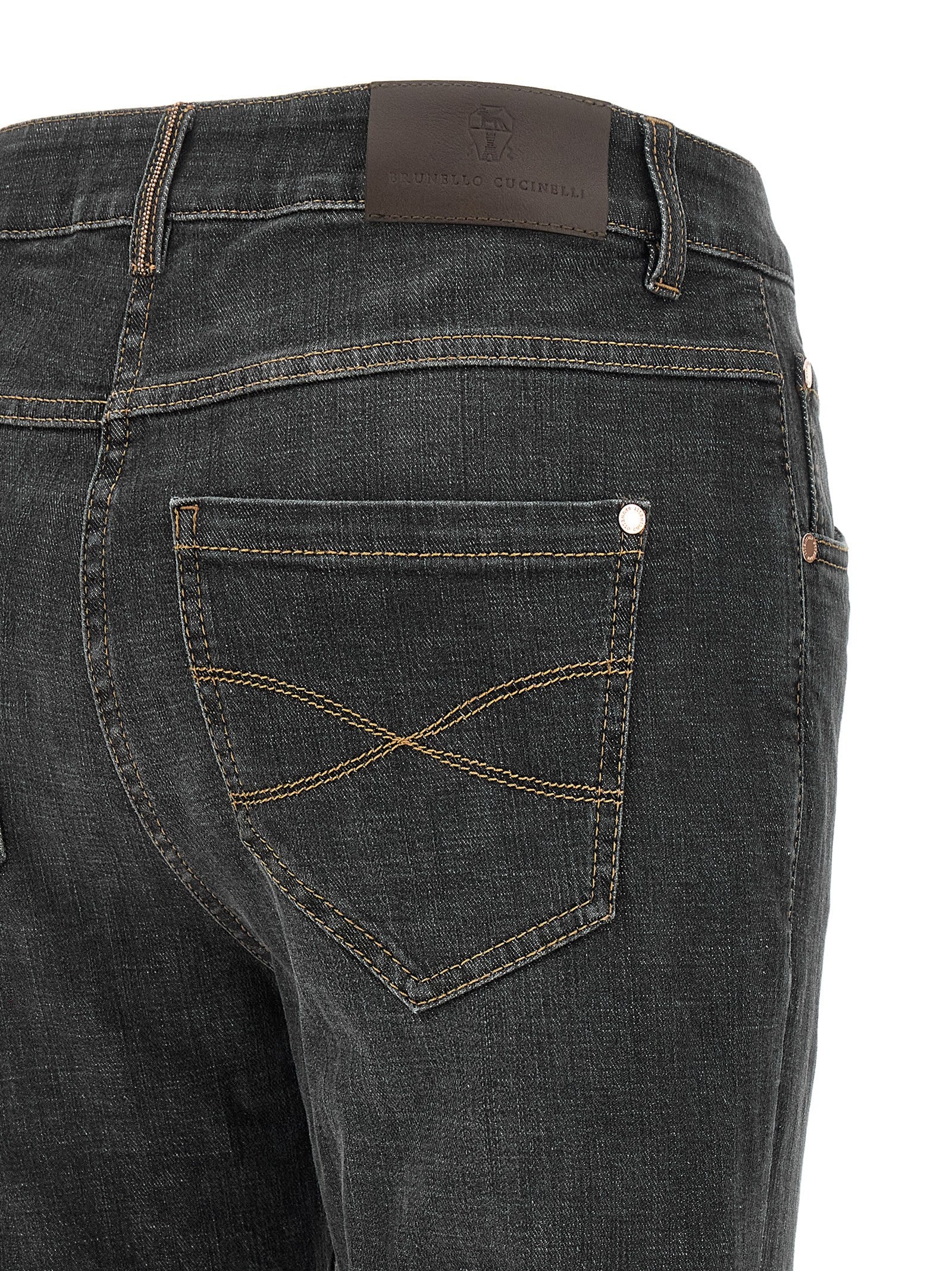 Brunello Cucinelli Graue Slim Fit Jeans aus Baumwolle