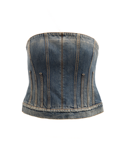 Alexander McQueen Blaues Denim-Oberteil aus Baumwolle
