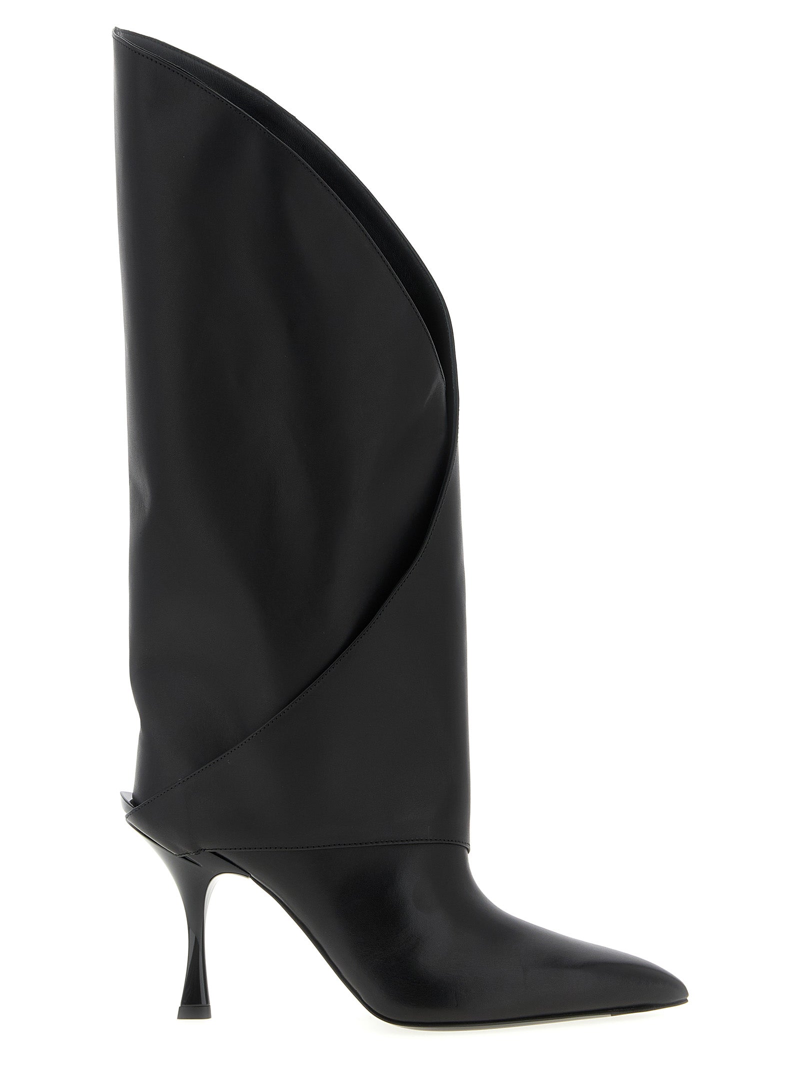 Balmain Schwarzes Kalbsleder Over-the-Knee