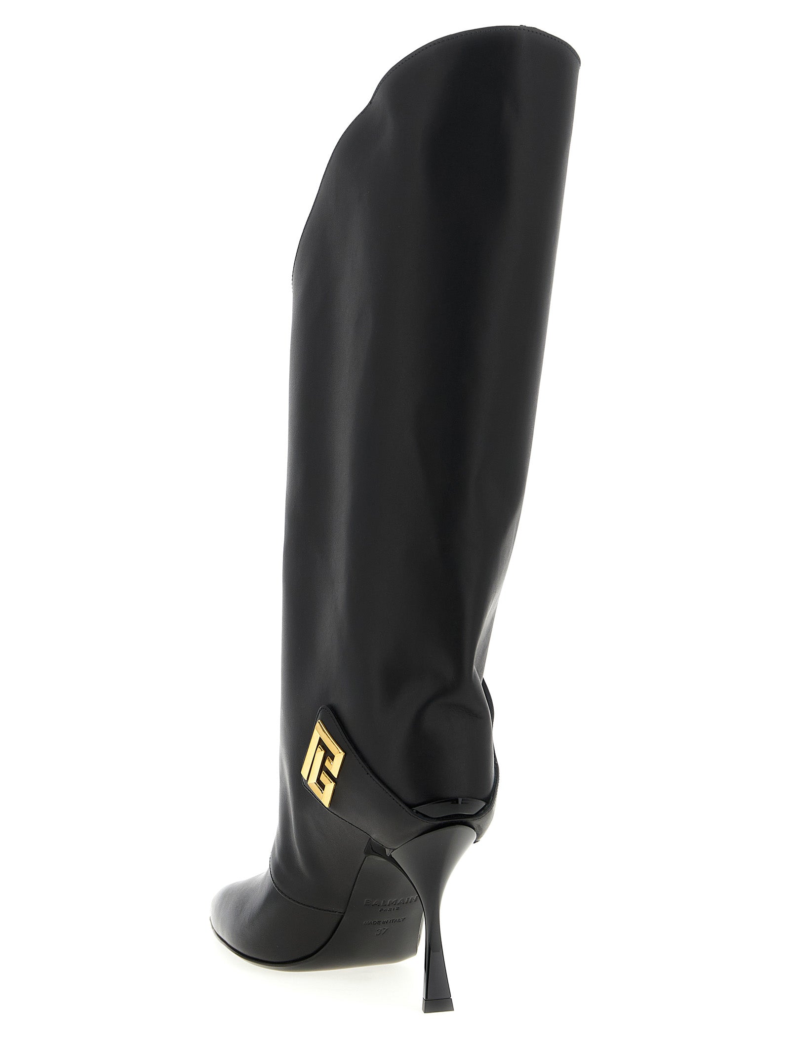 Balmain Schwarzes Kalbsleder Over-the-Knee