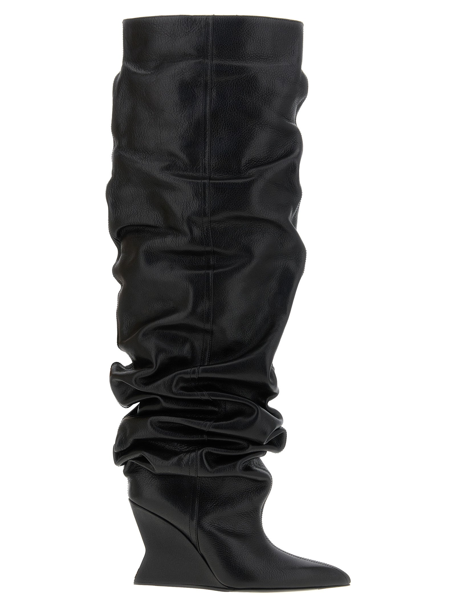 Balmain Schwarzes Kalbsleder Over-the-Knee