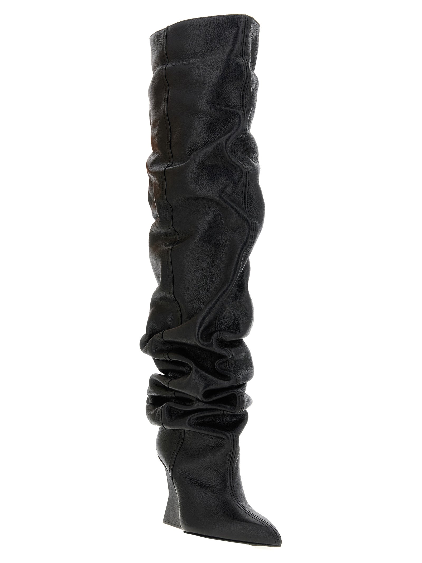Balmain Schwarzes Kalbsleder Over-the-Knee