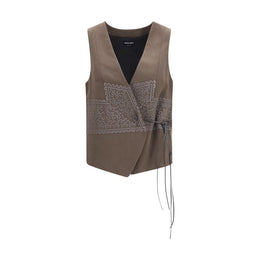 Giorgio Armani Brauner Seiden-Ärmelloser Blazer