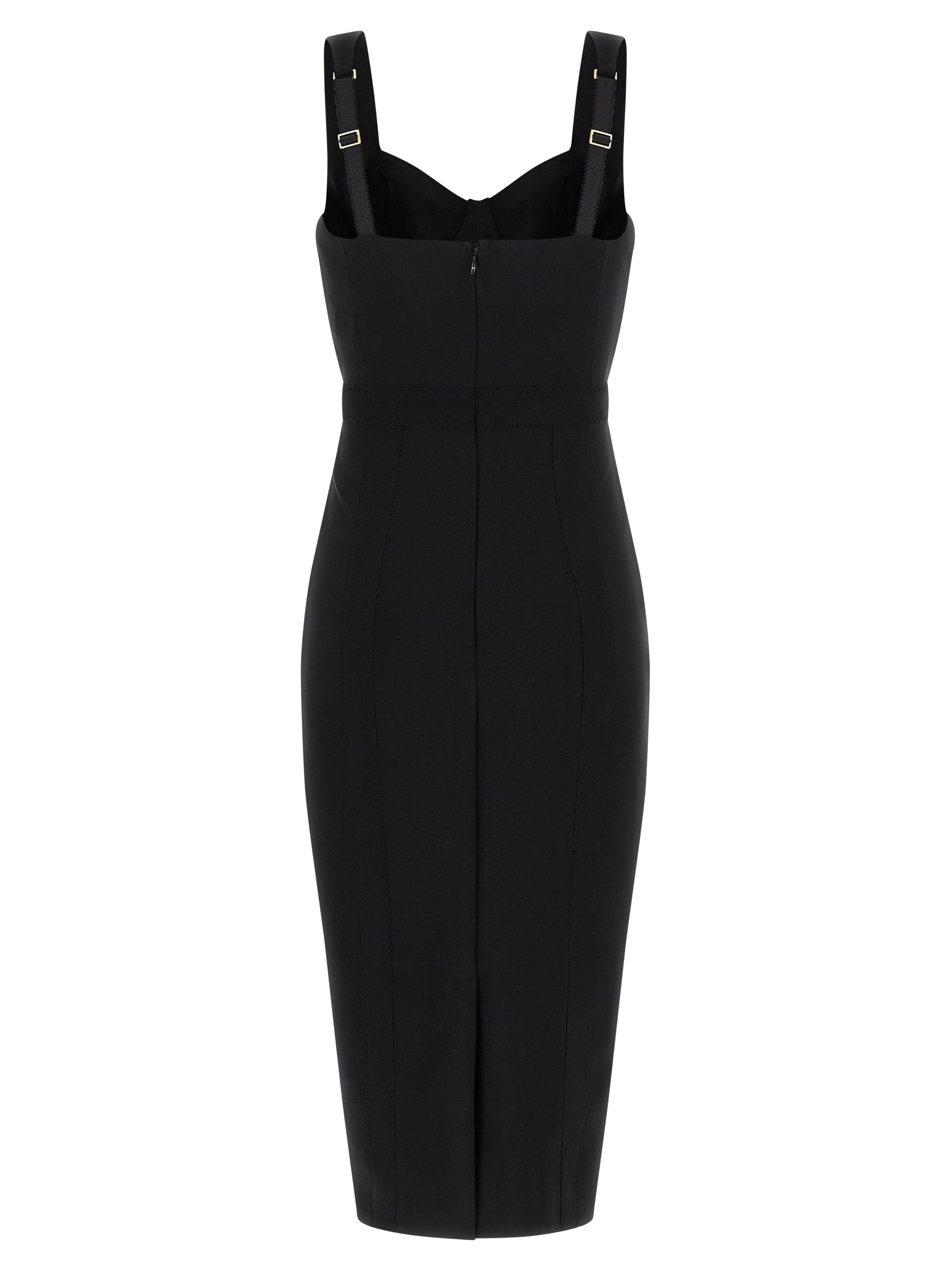 Elisabetta Franchi Schwarzes Midikleid aus Polyamid