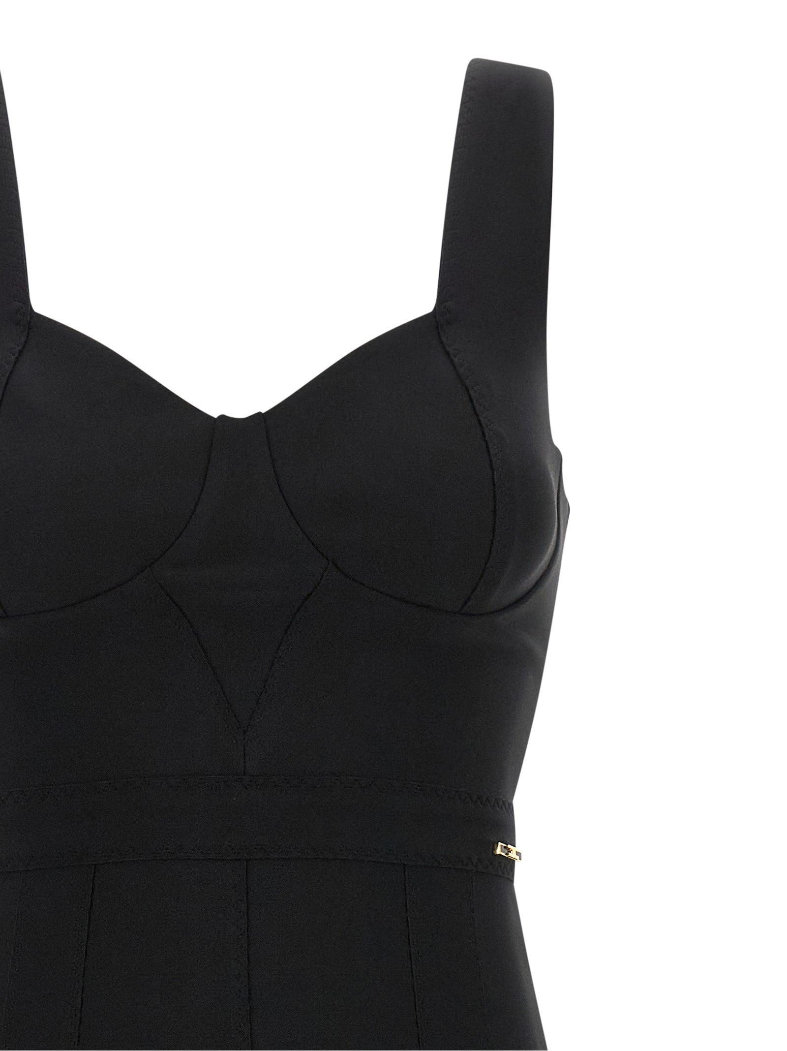Elisabetta Franchi Schwarzes Midikleid aus Polyamid