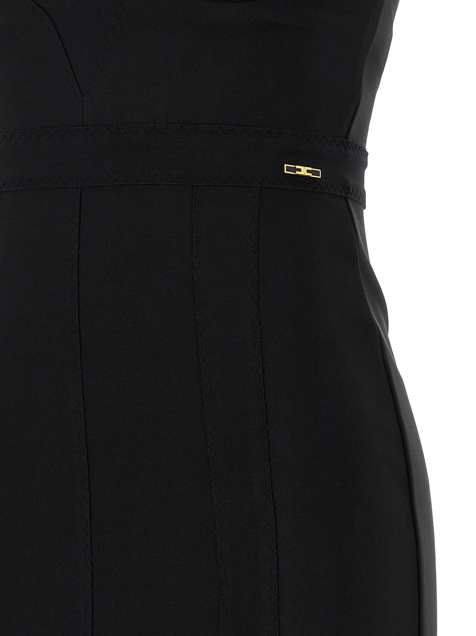 Elisabetta Franchi Schwarzes Midikleid aus Polyamid