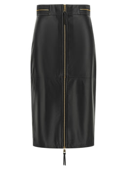 Elisabetta Franchi Schwarzer Midirock aus Lammleder