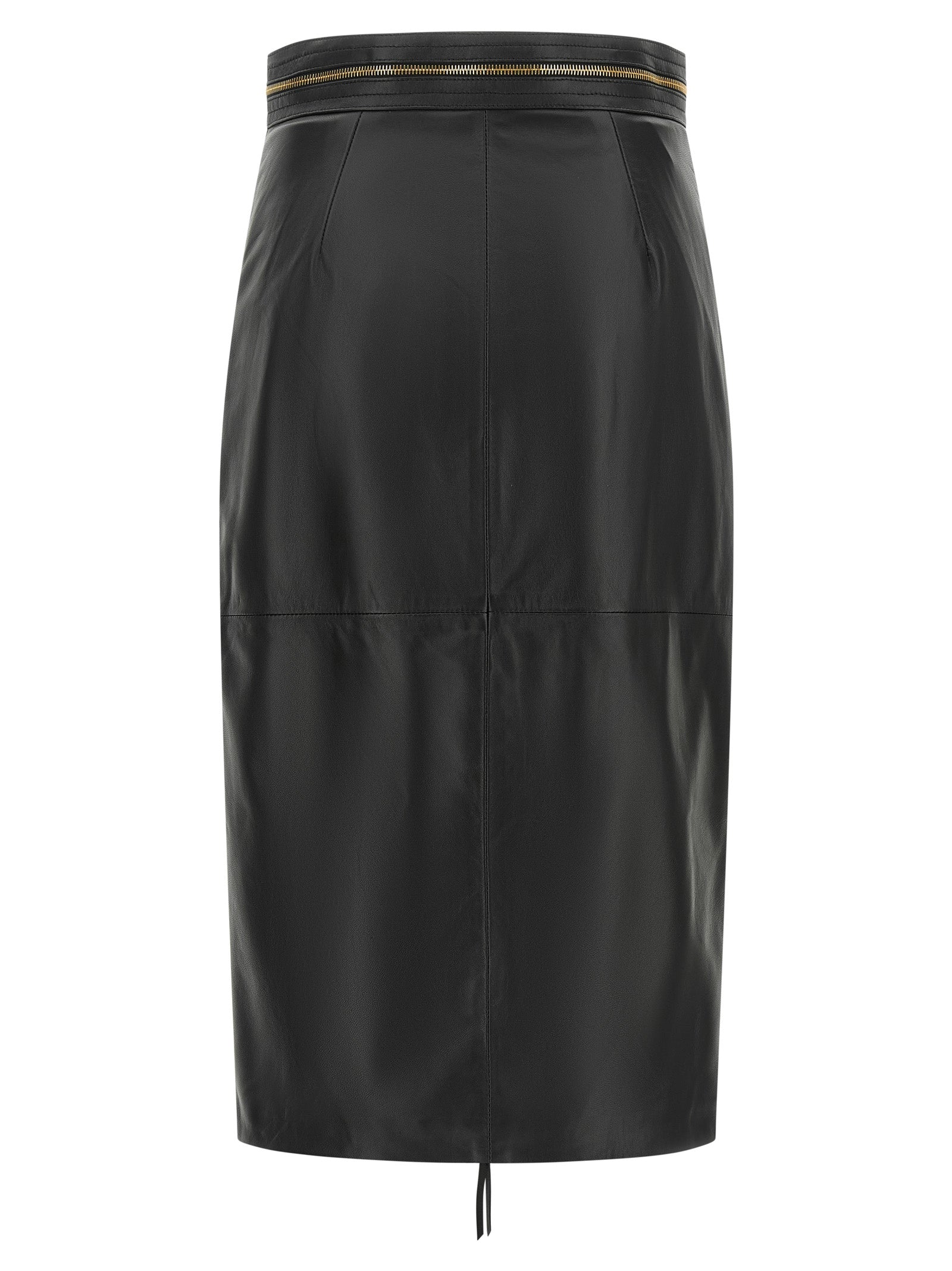Elisabetta Franchi Schwarzer Midirock aus Lammleder