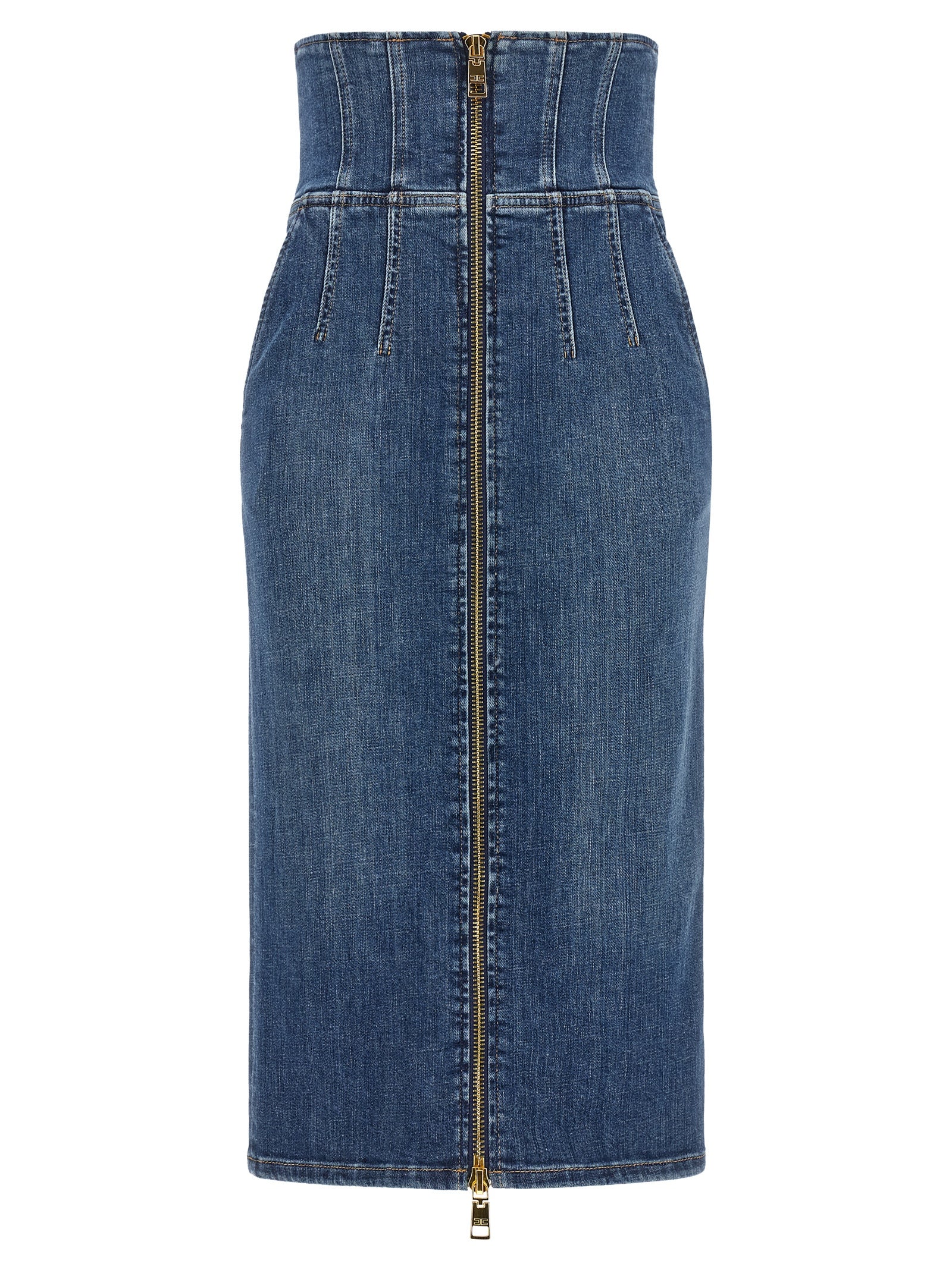 Elisabetta Franchi Blaue Baumwoll-Midirock