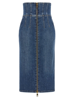 Elisabetta Franchi Blaue Baumwoll-Midirock