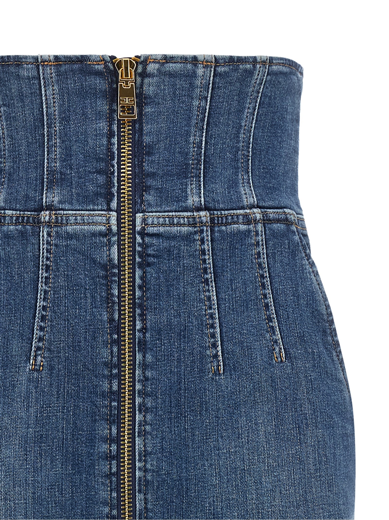 Elisabetta Franchi Blaue Baumwoll-Midirock