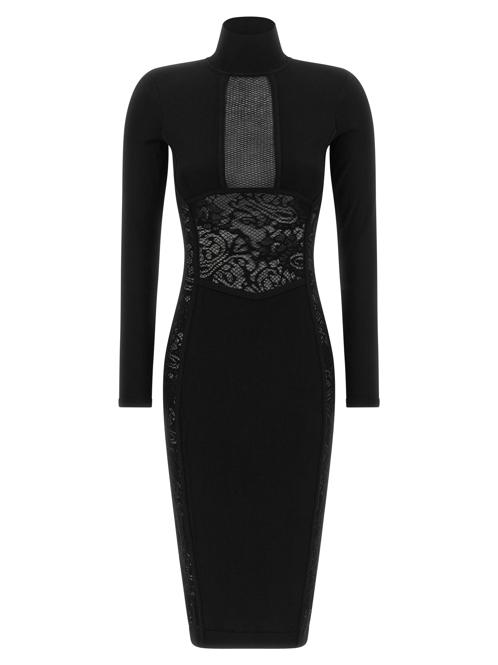 Elisabetta Franchi Schwarzes Midikleid aus Viskose