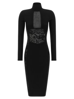 Elisabetta Franchi Schwarzes Midikleid aus Viskose