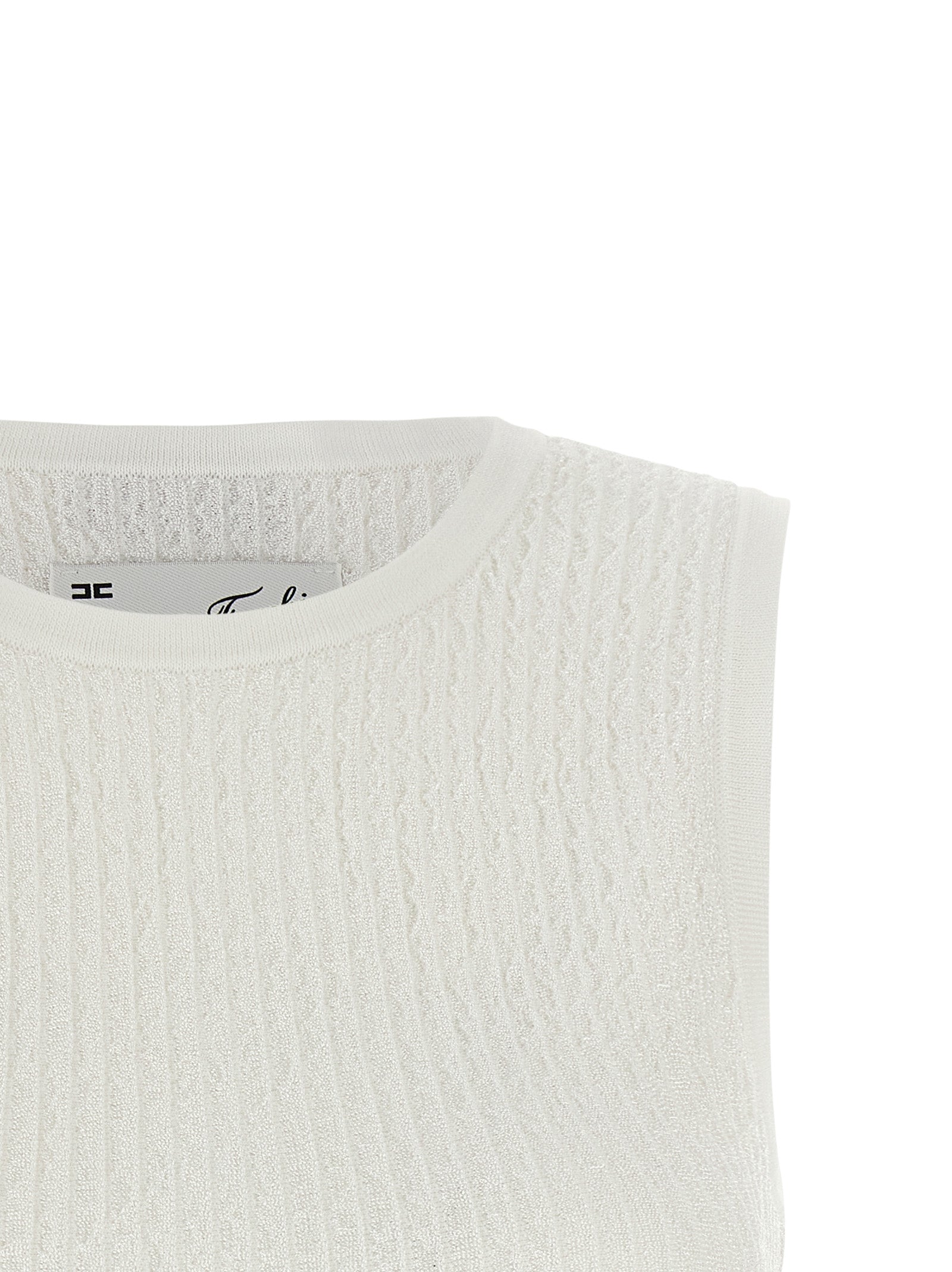 Elisabetta Franchi Weißes ärmelloses T-Shirt aus Viskose