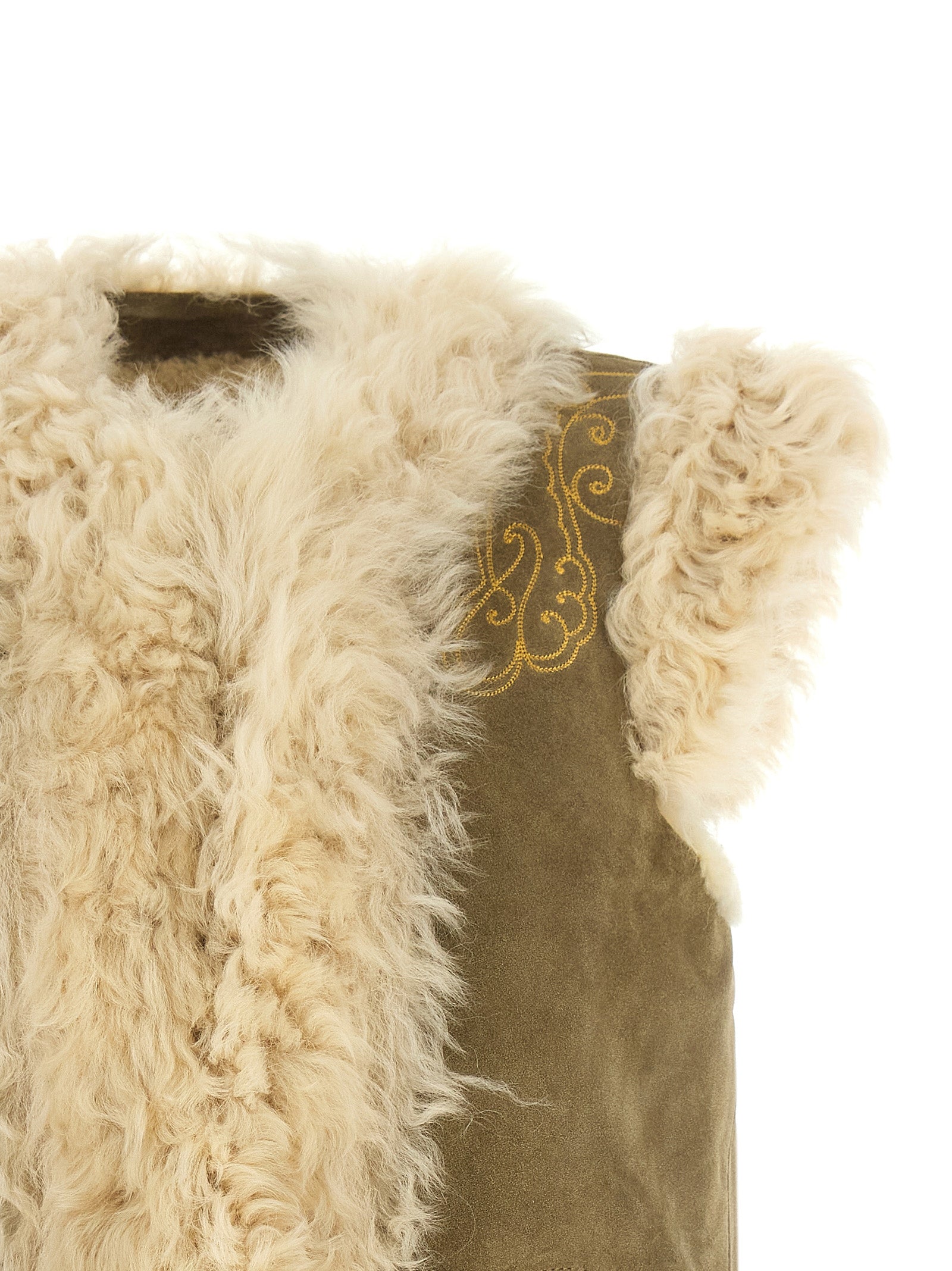 Etro Ärmellose Jacke aus beigem Lammfell