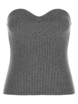Jil Sander Graue Bluse aus reiner Schurwolle