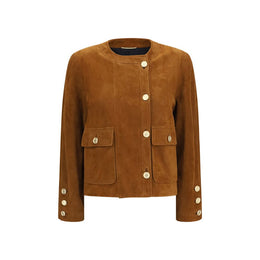 Saint Laurent Braune Lammlederjacke Ovis Aries Aries in voller Länge