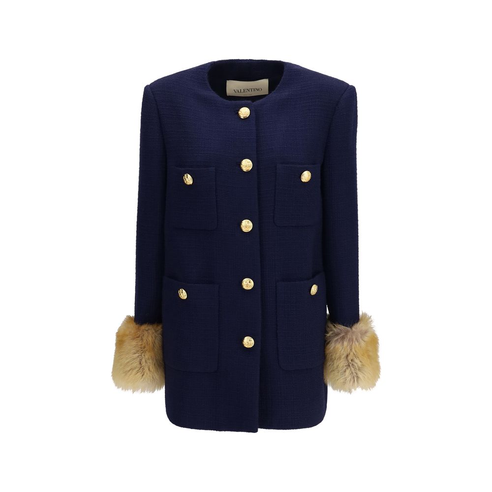 Valentino Garavani Blauer Wollmantel Oves Aries