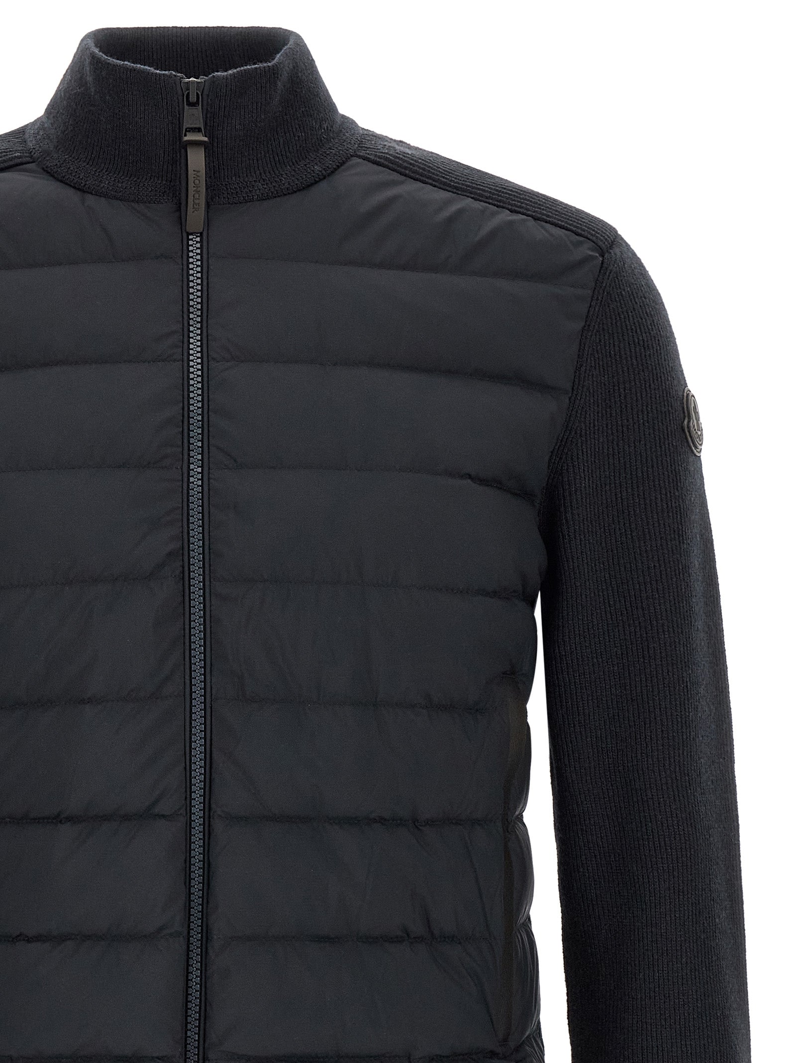 Moncler Blauer Leder-Cardigan