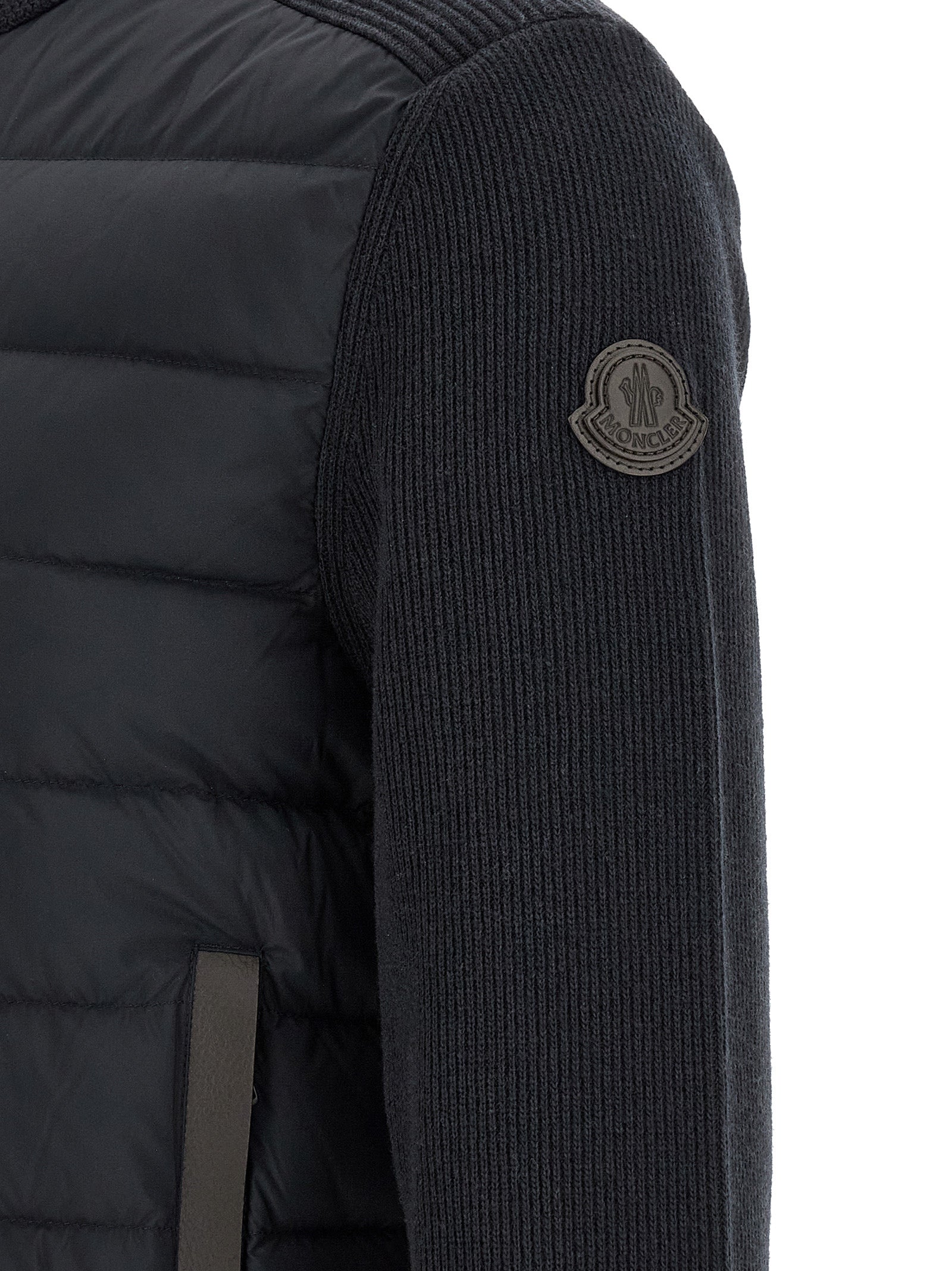 Moncler Blauer Leder-Cardigan