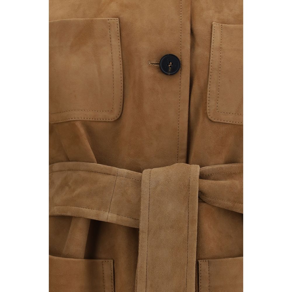 Max Mara Braune Lammlederjacke