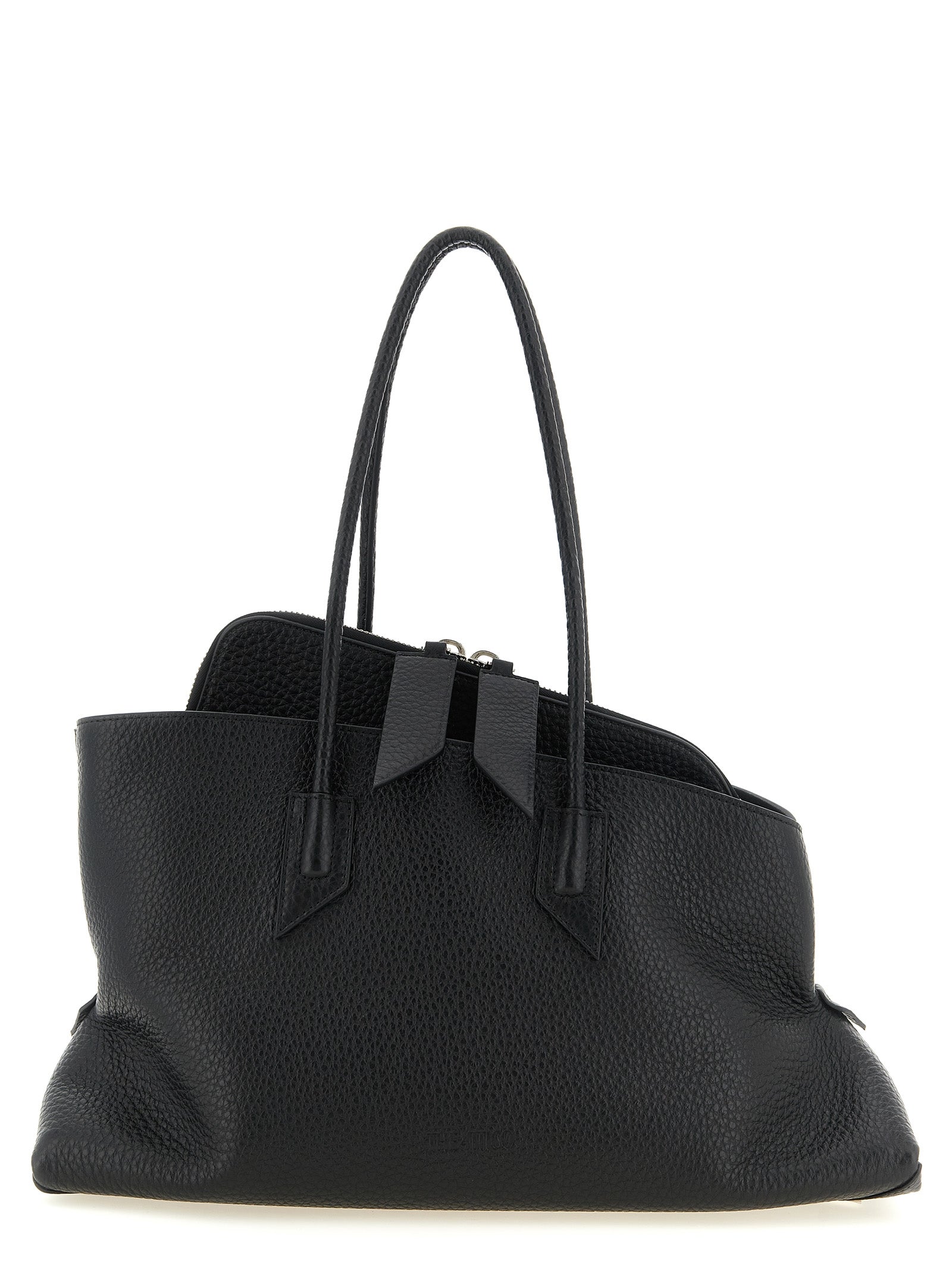 The Attico Schwarze Schultertasche aus Rindsleder