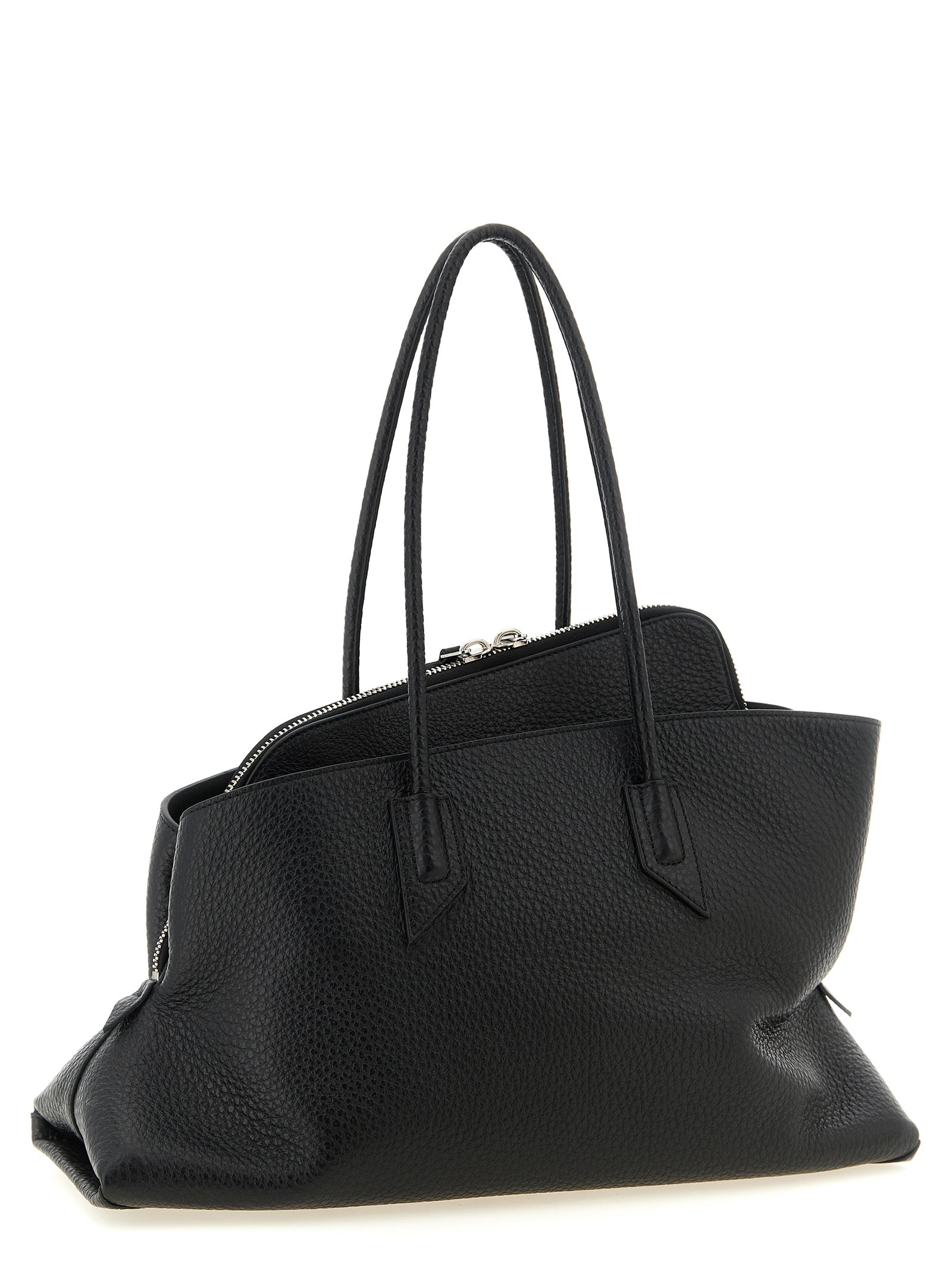 The Attico Schwarze Schultertasche aus Rindsleder