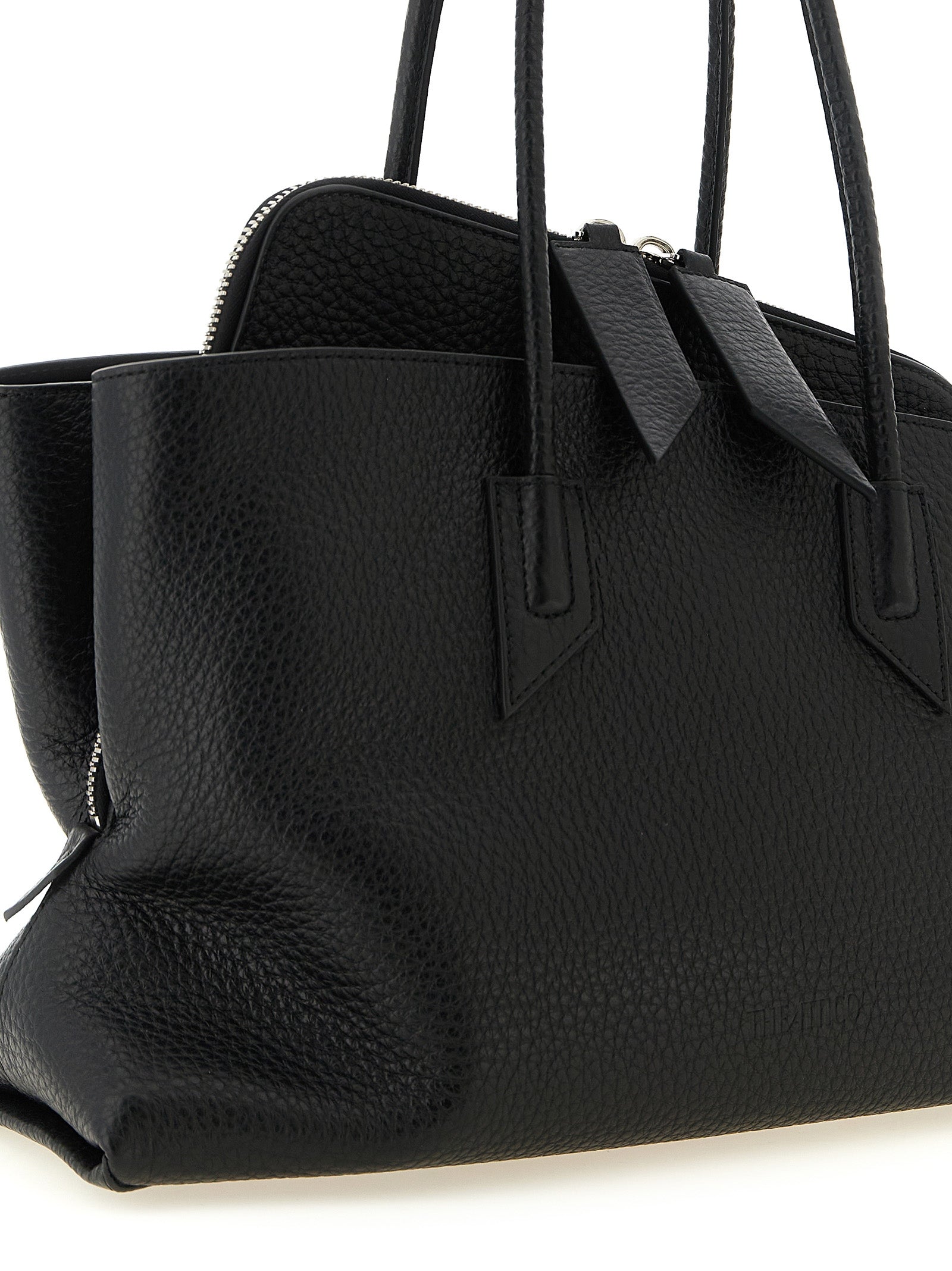 The Attico Schwarze Schultertasche aus Rindsleder