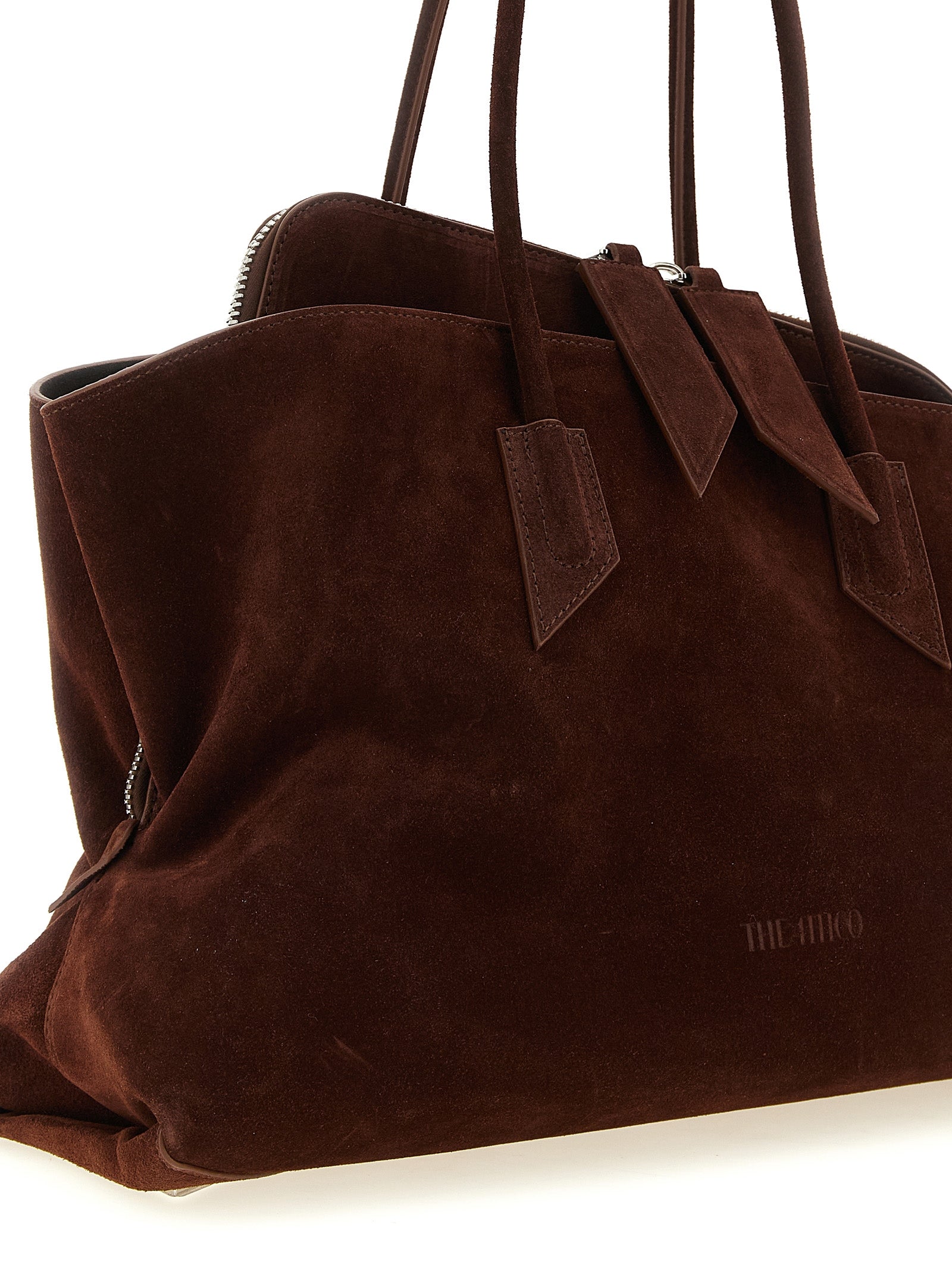 The Attico Schultertasche aus braunem Kalbsleder