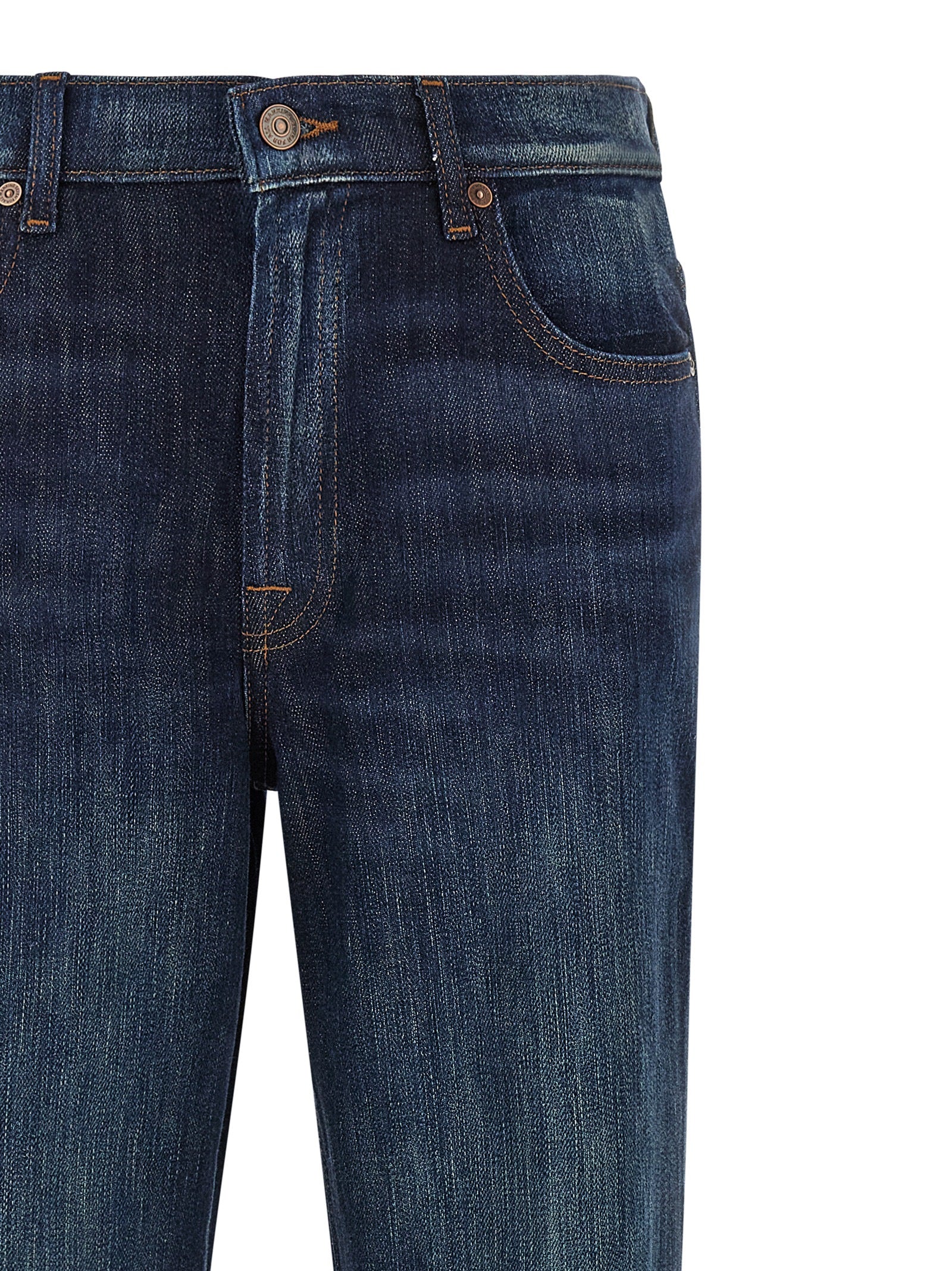7 For All Mankind Blaue Baumwoll-Jeans mit ausgestelltem Bein