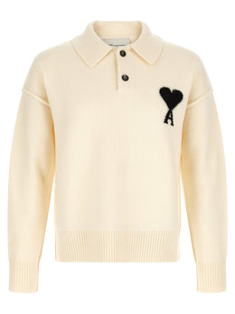 Ami Paris Bicolor Wool Polo Shirt