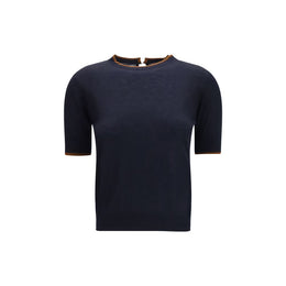 Max Mara Blaues Seiden-T-Shirt