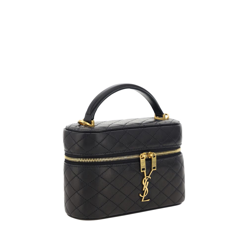 Saint Laurent Schwarze Lammleder Schultertasche Ovis Aries Aries