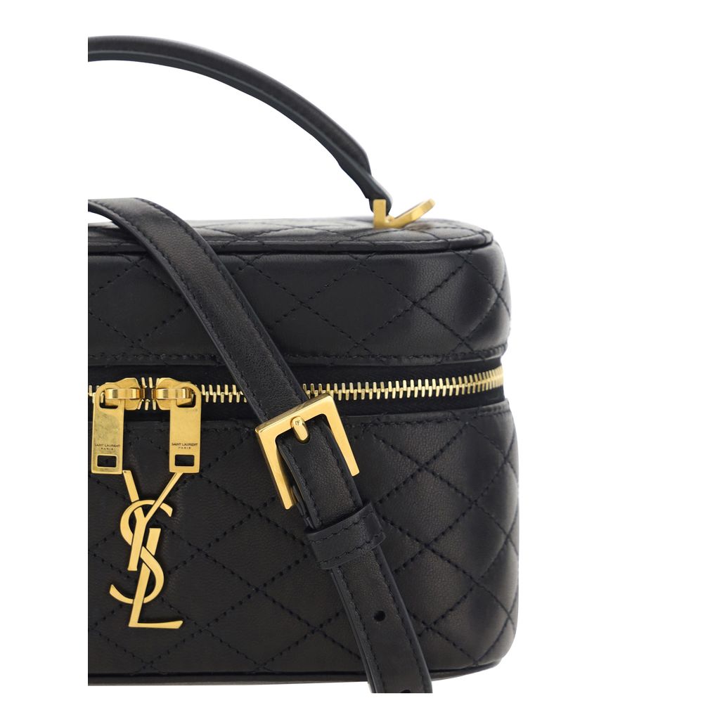 Saint Laurent Schwarze Lammleder Schultertasche Ovis Aries Aries