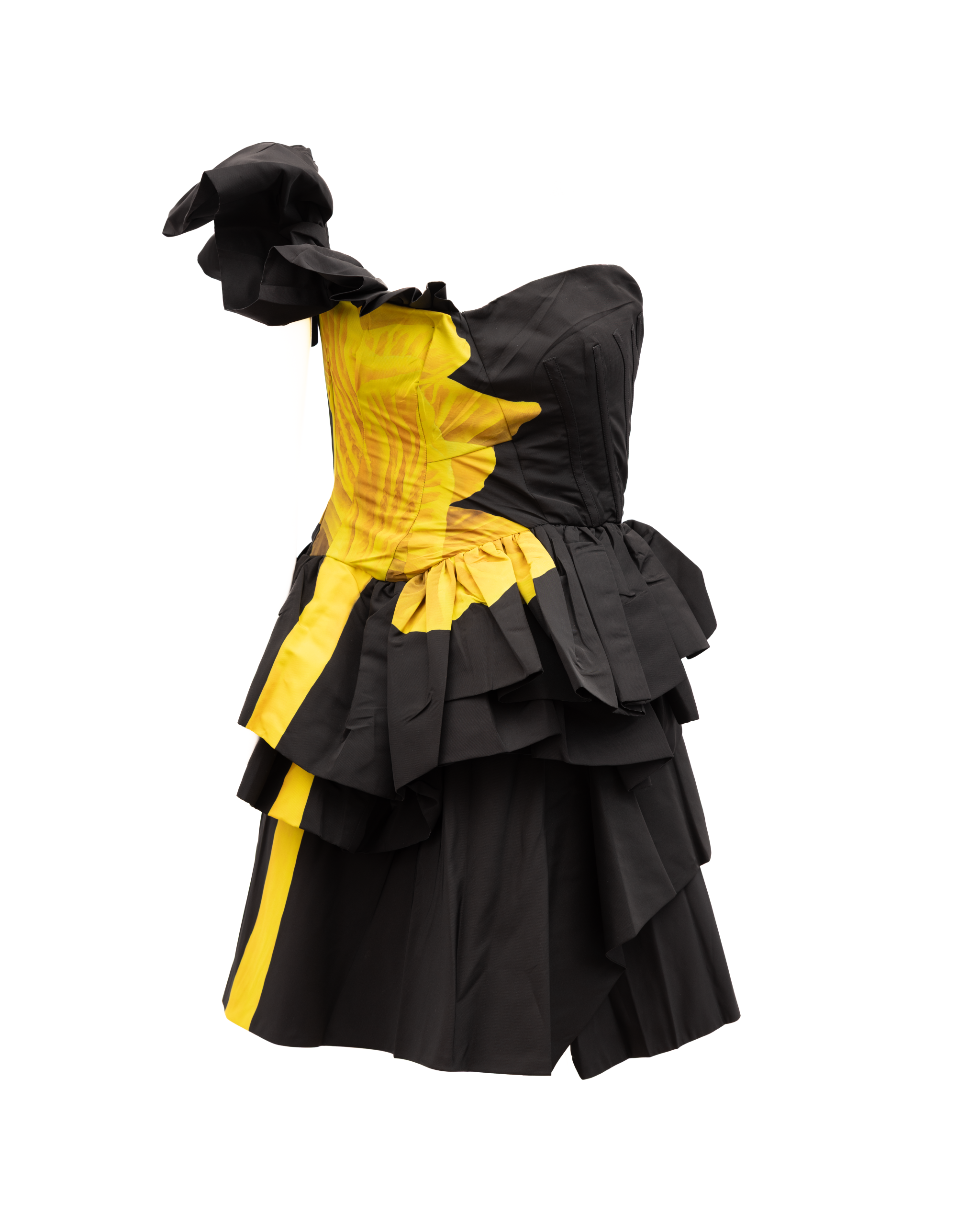 Alexander McQueen Schwarzes Kleid mit gelben Details